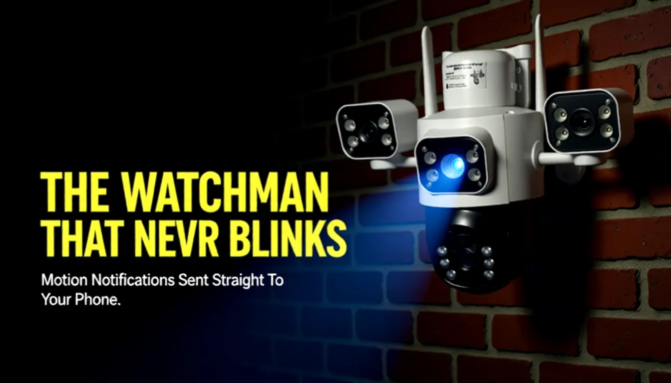 The watchman that never blinks: camera on a brick wall at night